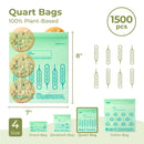 Compostable Zipper Bags 1500pcs - Quart