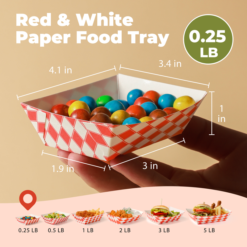 0.25LB Red Check Paper Food Trays