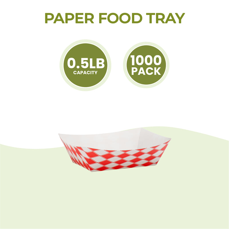 0.5LB Red Check Paper Food Trays / 1000pcs