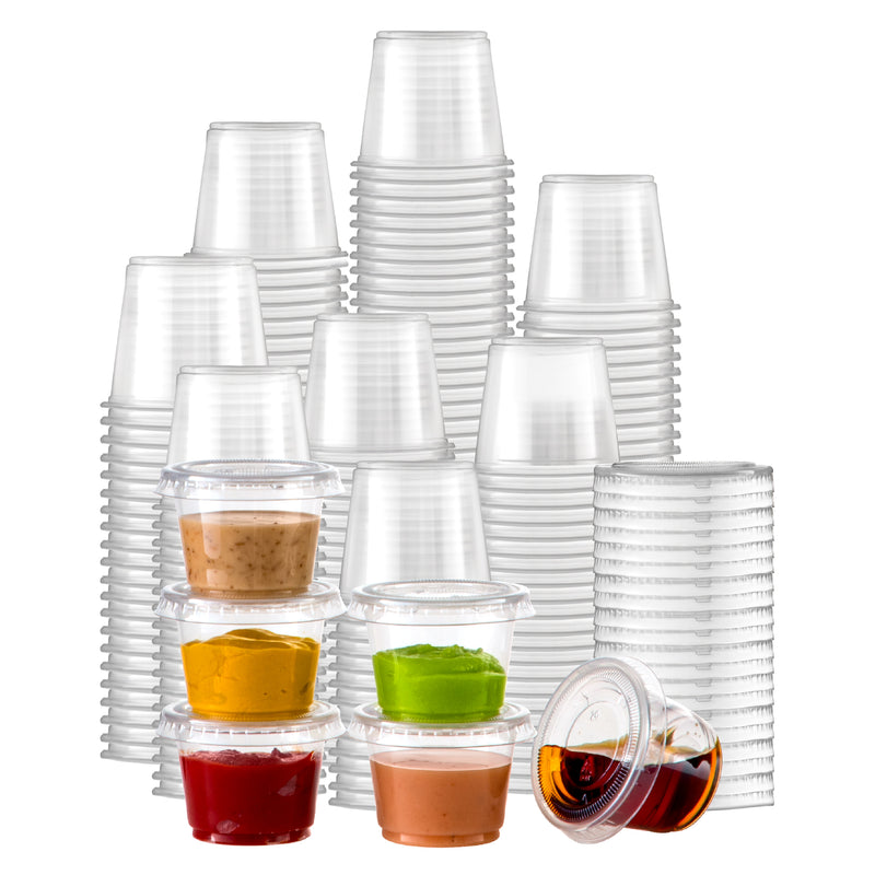 Clear Plastic Portion Cups with Lids, BPA Free