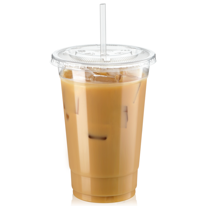 Clear Plastic Cups with Flat Slotted Lids, PET BPA Free - Inbulks