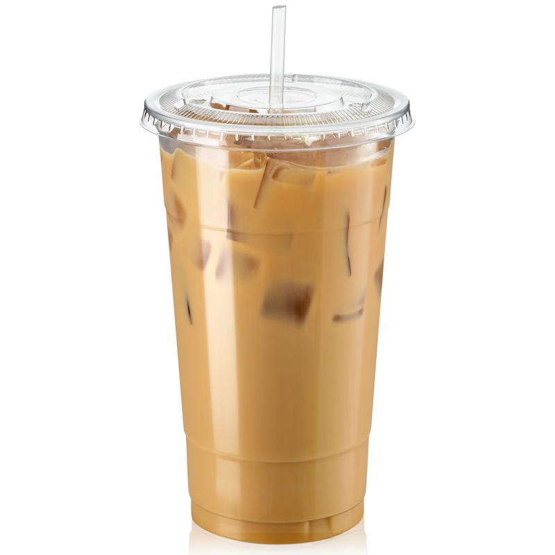 Clear Plastic Cups with Flat Slotted Lids, PET BPA Free - Inbulks