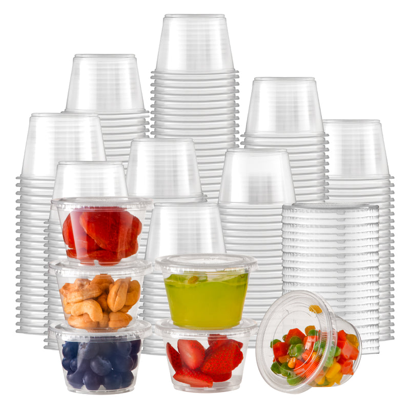 Clear Plastic Portion Cups with Lids, BPA Free