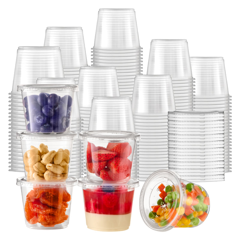 Clear Plastic Portion Cups with Lids, BPA Free