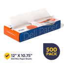 Fit Meal Prep [500 Pack] 12 x 10.75" Wax Paper Sheets for Food, Interfolded Precut Deli Pop Up Grease-Proof Sandwich Paper Wraps, Waterproof for Lunch, Food Basket, Microwave Cover, BBQ