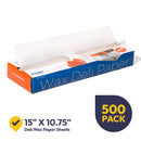 Fit Meal Prep [500 Pack] 12 x 10.75" Wax Paper Sheets for Food, Interfolded Precut Deli Pop Up Grease-Proof Sandwich Paper Wraps, Waterproof for Lunch, Food Basket, Microwave Cover, BBQ