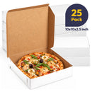 Fit Meal Prep 25 Pack 10x10x2.5 Inch Small Pizza Boxes, White Square Corrugated Pizza Boxes for Personal Pizza, Takeout, Restaurants, Pizzerias, Bakeries, Catering & Parties