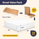 Fit Meal Prep 25 Pack 10x10x2.5 Inch Small Pizza Boxes, White Square Corrugated Pizza Boxes for Personal Pizza, Takeout, Restaurants, Pizzerias, Bakeries, Catering & Parties
