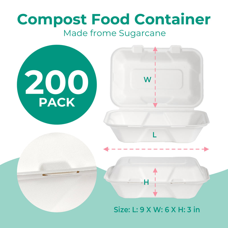 Clamshell Food Containers with 1 Compartment - Inbulks
