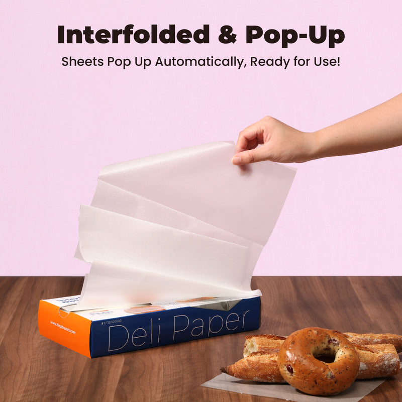 12" x 10.75" Inter-folded Deli Dry Wrap Wax Paper Sheets with Dispenser Box