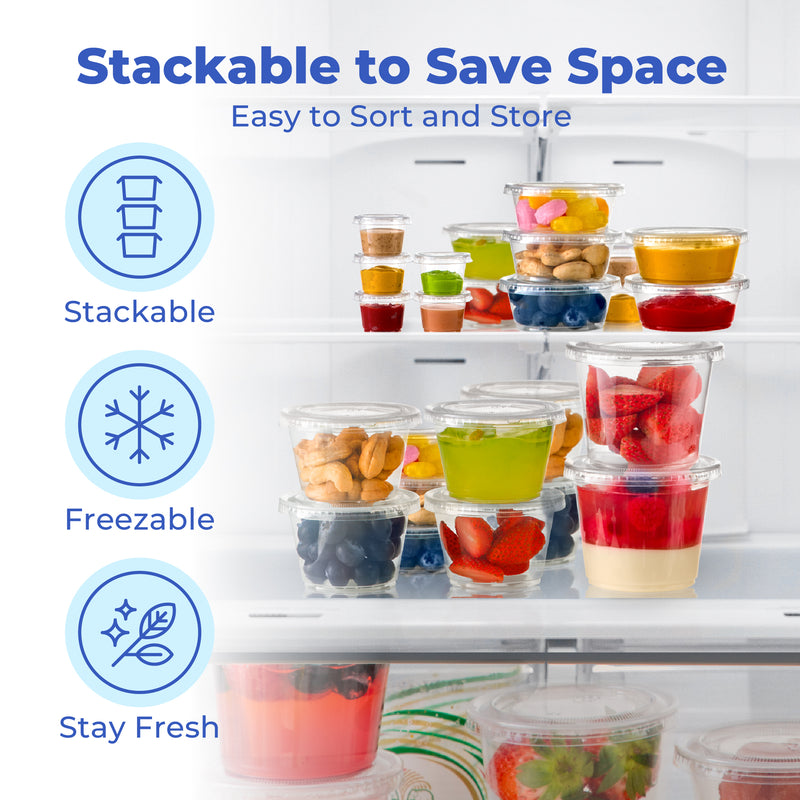 Clear Plastic Portion Cups with Lids, BPA Free