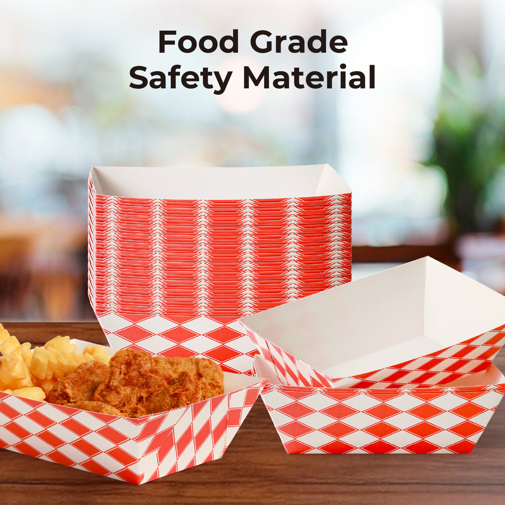 Kit Check Tray 1LB Red Check Paper Food Trays | Inbulks