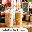 Fit Meal Prep 16oz Cold Coffee Clear Plastic Boba Cups with Dome Lids，100 Pack Disposable Dome Lid Cups for Iced Coffee,Smoothies,Parfaits & Desserts