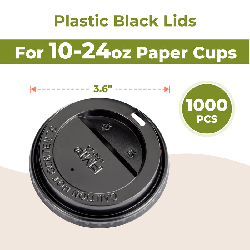 Plastic Dome Lid for 10-24oz Hot Cup Black / 1000pcs