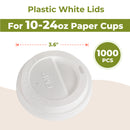 Plastic Dome Lid for 10-24oz Hot Cup White / 1000pcs - Inbulks