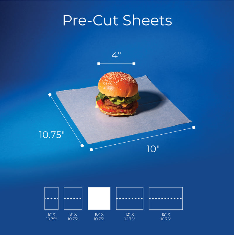 10" x 10.75" Inter-folded Deli Dry Wrap Wax Paper Sheets with Dispenser Box