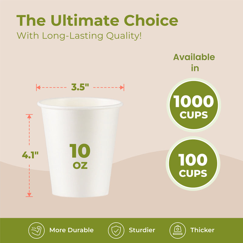 10oz White Disposable Paper Hot Cups