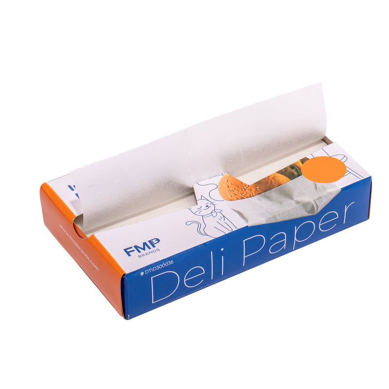 10" x 10.75" Inter-folded Deli Dry Wrap Wax Paper Sheets with Dispenser Box