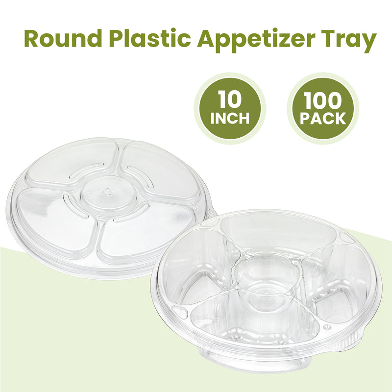 10" Round Plastic Appetizer Tray with Lid