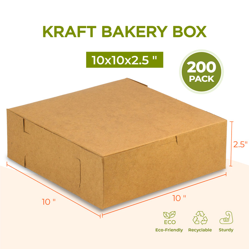 Pie Boxes - 10x10x2.5 Inch Square Bakery Boxes no window