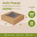 Bakery / Pie Box with Window 10x10x2.5", popup - Inbulks