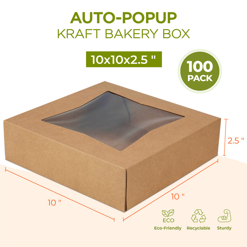 Bakery / Pie Box with Window 10x10x2.5", popup