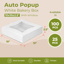 Bakery / Pie Box with Window 10x10x2.5", popup - Inbulks