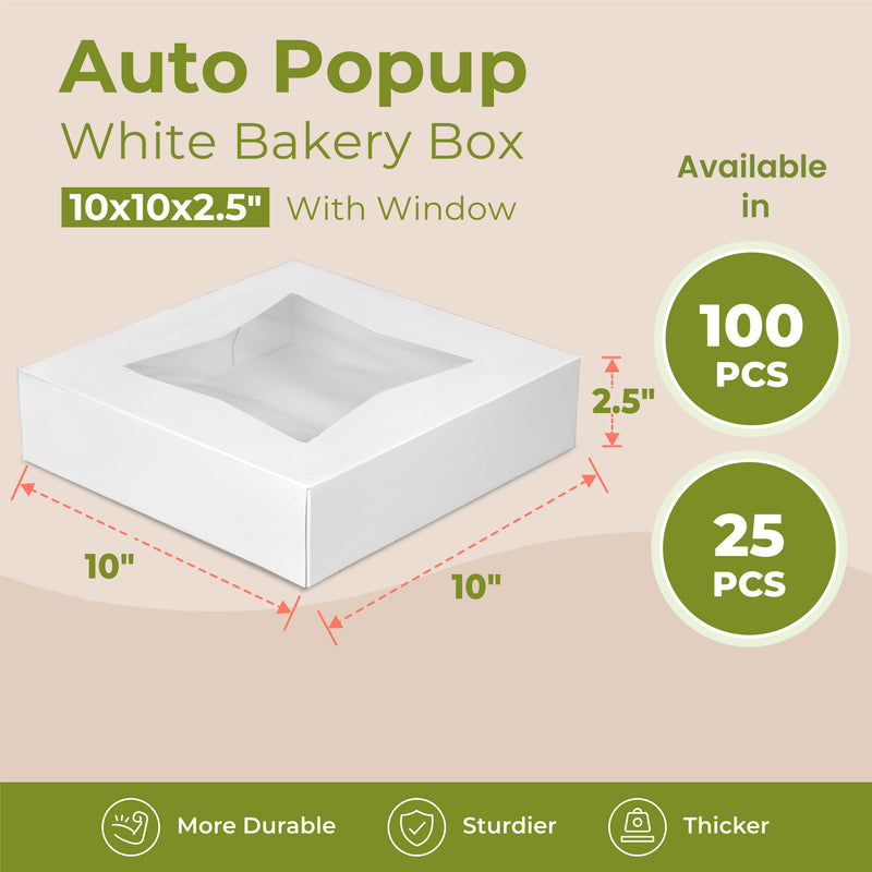 Bakery / Pie Box with Window 10x10x2.5", popup