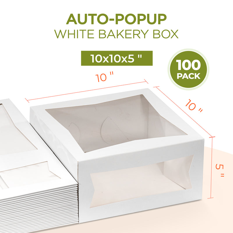 Bakery / Cake Box with Two Windows 10x10x5", popup