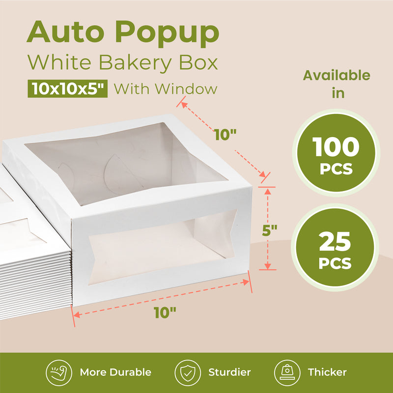 Bakery / Cake Box with Two Windows 10x10x5", popup