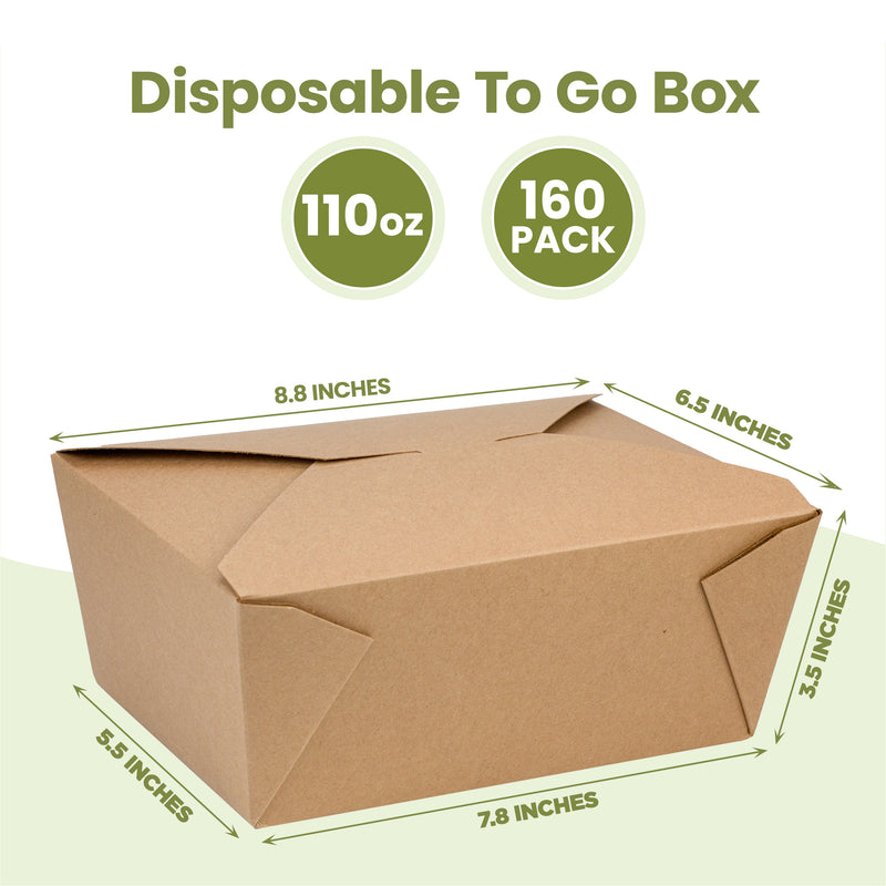 110oz Paper Take Out Containers - Kraft Lunch Meal Food Boxes