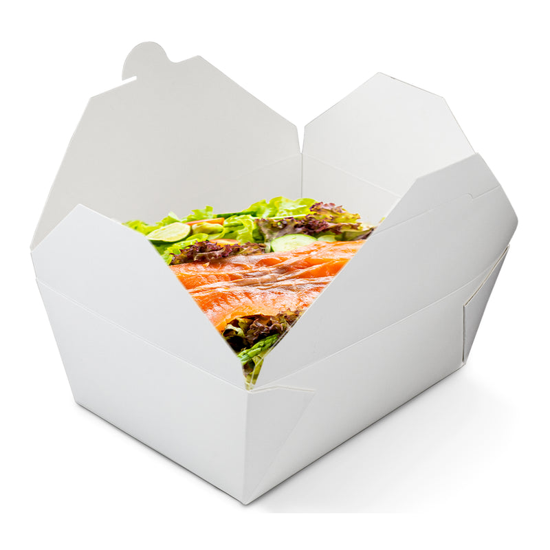 110oz Paper Take Out Containers - White Lunch Meal Food Boxes