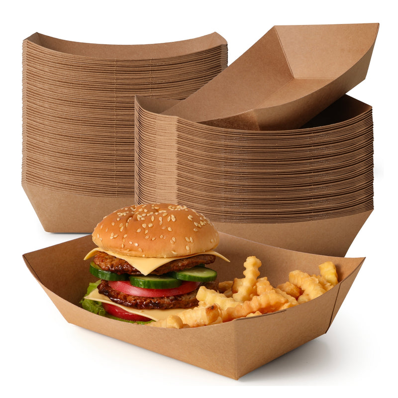 5 LB Kraft Brown Paper Food Trays