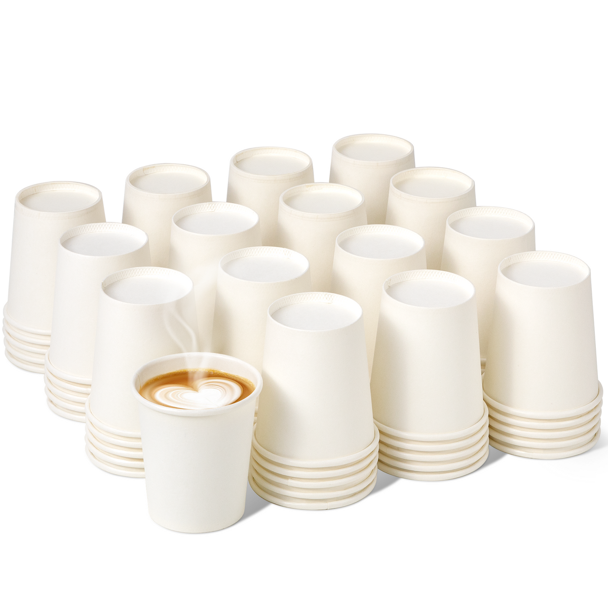 thumbnail image 2 of 300 Pack 12 Oz Disposable Poly Paper Hot Cups With Flat White Lids – Made In USA 2 of 6