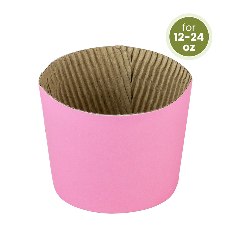 12-24oz Pink Coffee Cup Sleeves / 1000pcs