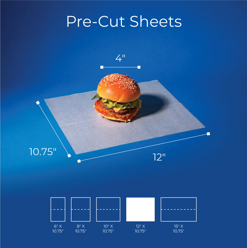 12" x 10.75" Inter-folded Deli Dry Wrap Wax Paper Sheets with Dispenser Box