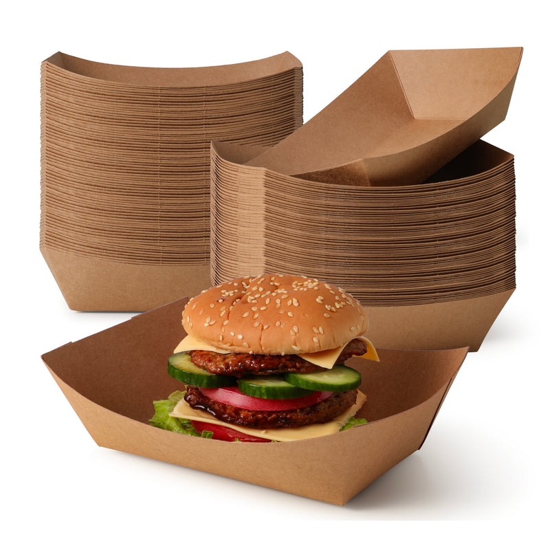 3 LB Kraft Brown Paper Food Trays