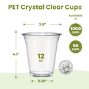 12oz Clear Plastic Cups for Cold Drinks no lids, PET BPA Free - Inbulks