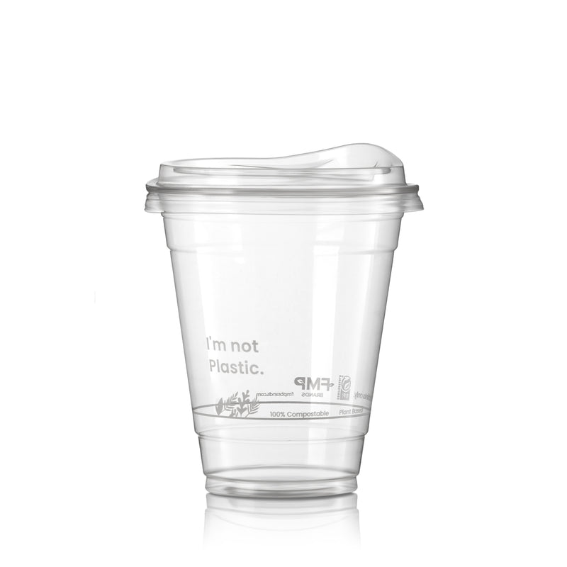 12oz Plant Based Biodegradable Clear Cups with Sip Lids