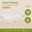 White Bakery Box - Holds 6 Donuts, Auto-Popup 12'' x 8'' x 2.25” - Inbulks