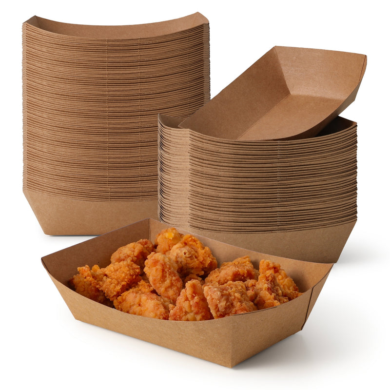 2 LB Kraft Brown Paper Food Trays