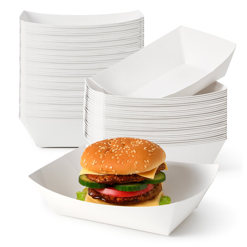 3 LB White Paper Food Trays