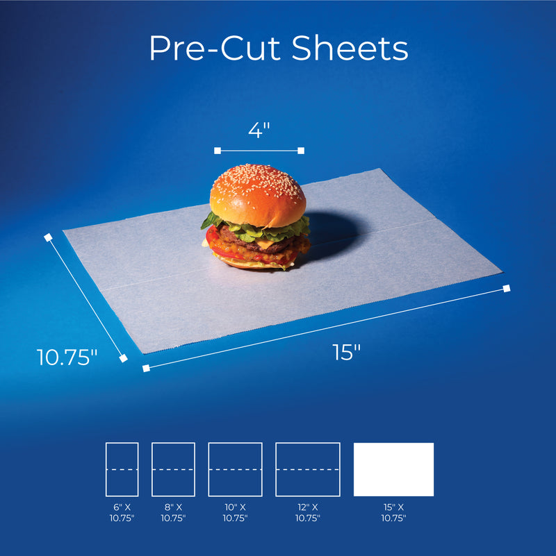 15" x 10.75" Inter-folded Deli Dry Wrap Wax Paper Sheets with Dispenser Box