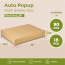 Kraft Bakery Box - 15x11.5x2.25 Inch Auto-Popup Donut Boxes - Inbulks