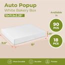 White Bakery Box - Holds 12 Donuts , Auto-Popup 15x11.5x2.25” - Inbulks