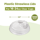 Strawless Lids for 16/20/24 oz Plastic Clear Cup / 1000pcs - Inbulks