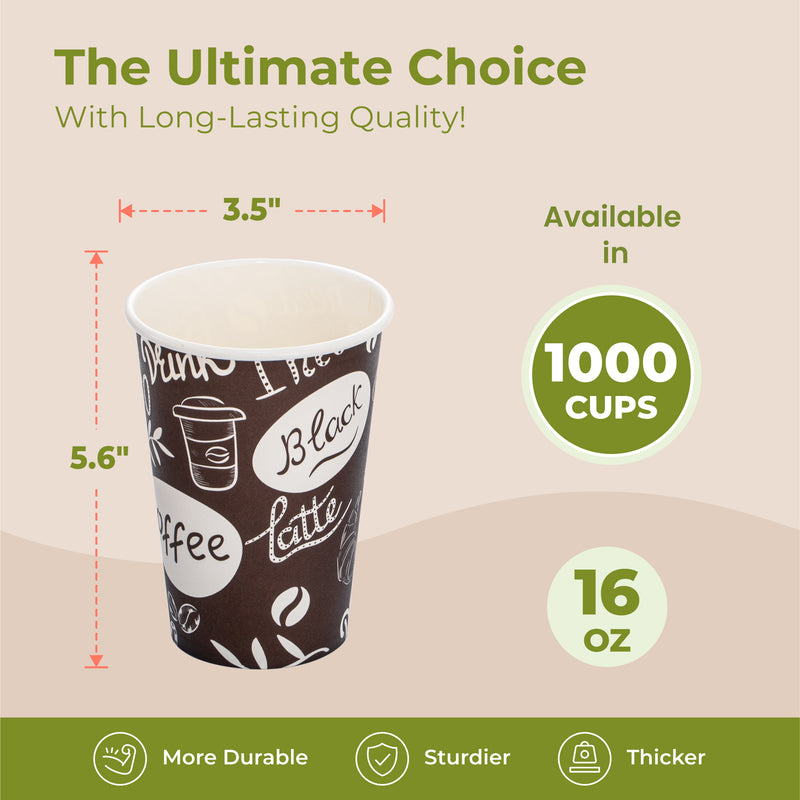 16oz paper design brown white coffee cup