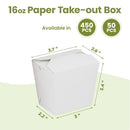16oz White Rectangle Paper Take Out Food Containers - Inbulks