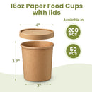 16oz Kraft Compostable Paper Food Cup with Vented Lid - Inbulks