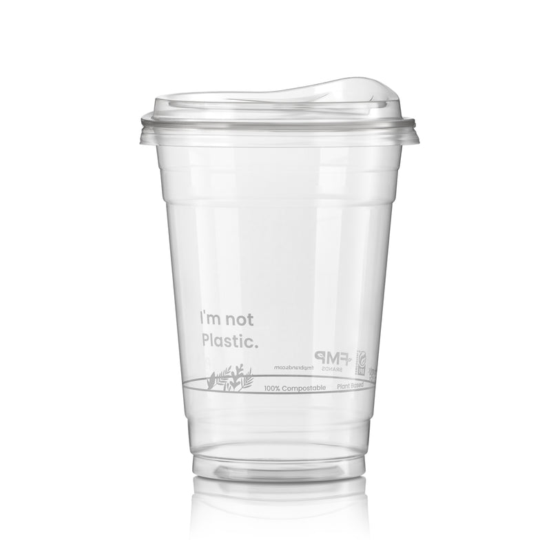 16oz Plant Based Biodegradable Clear Cups with Sip Lids